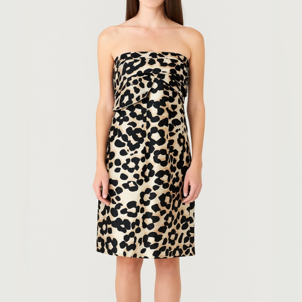 SEE by Chloe Silk Leopard Print Strapless Dress—Size 10
